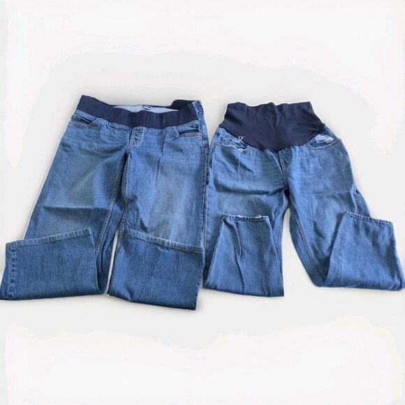 Old Navy Denim - Old Navy Maternity Jean Women 10 / 10L Blue Taper High Rise Cropped Cotton Denim